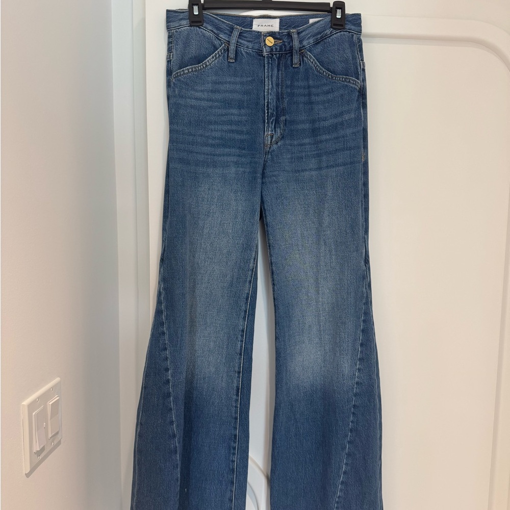Frame Denim Blue Flare Wide Leg Jeans